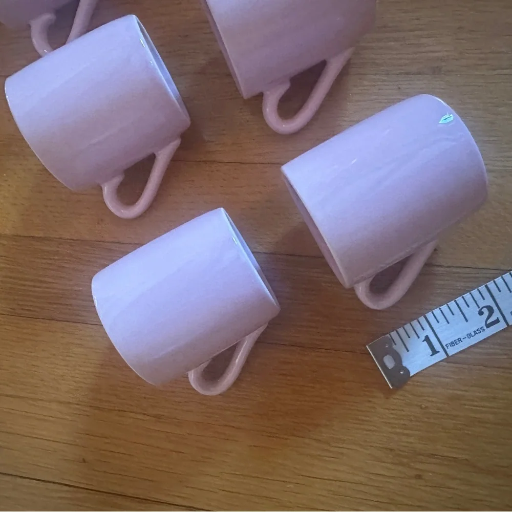 Set of 6 Pink Ceramic Sur La Table Demitasse (Espresso) Cups